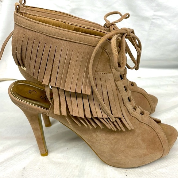 Dots platform fringe heels ladies sz 11 - Picture 3 of 5